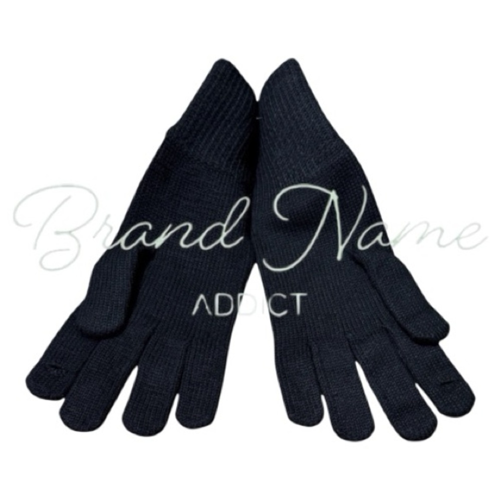 PRICE IS FIRM - Karl Lagerfeld Black Knit Gloves with Crystal Logo - Picture 3 of 6